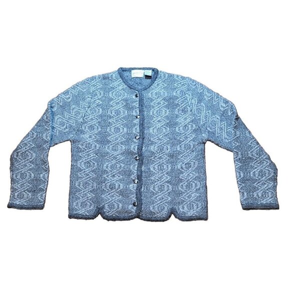 Northern Isles Womans Gray Textured‎ Vintage Wool Blend Cardigan Sweater Size L - Picture 1 of 6